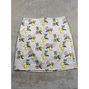 LOFT Lemon‎ Floral Print Mini Skirt Size 8 Petite Cute Coastal Chic Whimsical